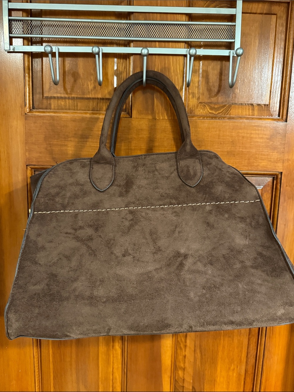 Classic Brown man made Suede Tote Bag - Women's Handbag
